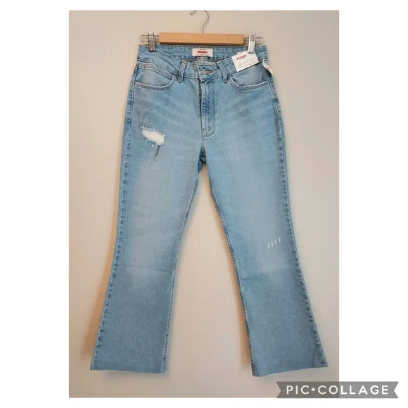 Wrangler High Rise Kick Flare Denim Jean Size 6 28 Light Wash NEW NWT - Picture 5 of 15